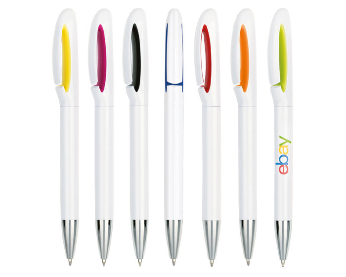 BOLIGRAFO PLASTICO DE CUERPO BLANCO CON PUNTA CROMADA C127